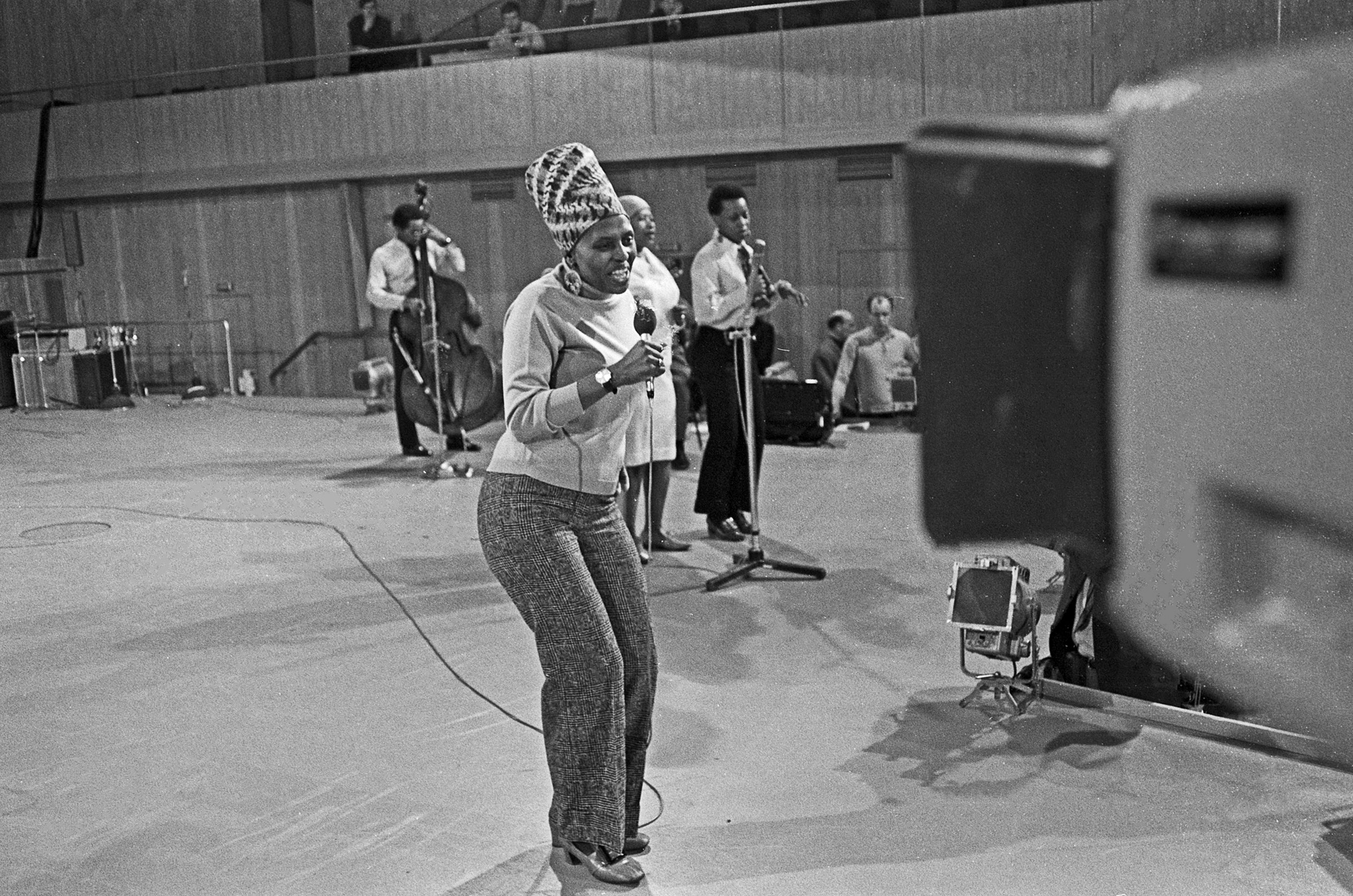 Miriam Makeba at rehearsals for a concert at Hamburg, Germany, circa 1969. Photos by Helmut Reiss/United Archives via Getty Images.